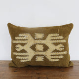 Khaki Aztec Cotton Cushion Cover with Embroidery
