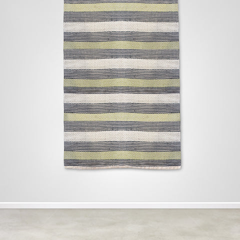 Chartreuse Cream & Charcoal Stripe Killim Rug