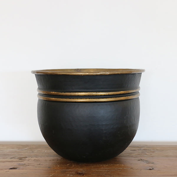 Medium Handmade Planter in Dark Bronze and Brass