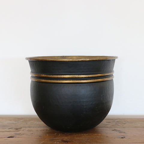 Medium Handmade Planter in Dark Bronze and Brass