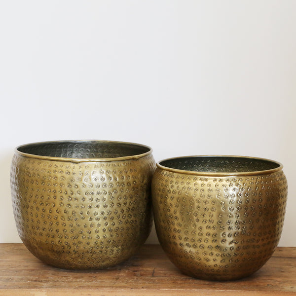 Ravello Brass Finish Planter | Large