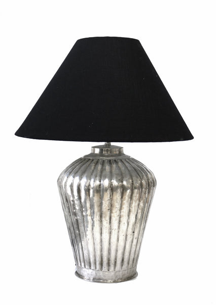 Clichy Urn Lamp with Wide Ridges in Antique Silver Finish