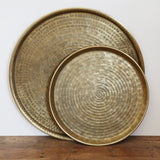 Medium Ravello Round Etched Tray in Brass Finish