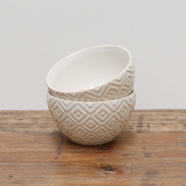 White Geometric Ceramic Dipping Bowl