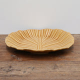 Feuille Ochre Crackled Glaze Leaf Platter