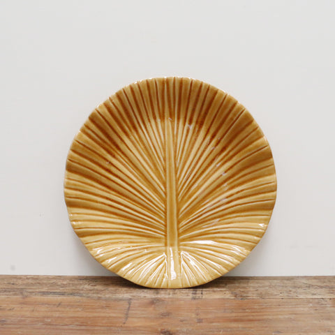 Ochre Crackled Glaze Leaf Platter 29cm