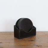 Black Leather Coasters Set of Six