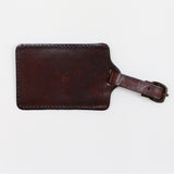 Dark Walnut Leather Luggage Tag