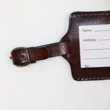 Dark Walnut Leather Luggage Tag