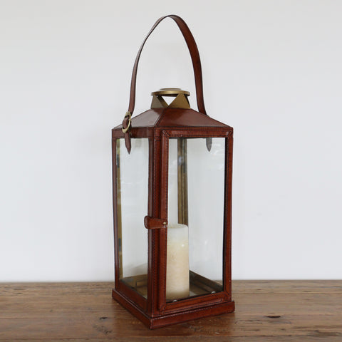 Caribbean Brass and Leather Lantern