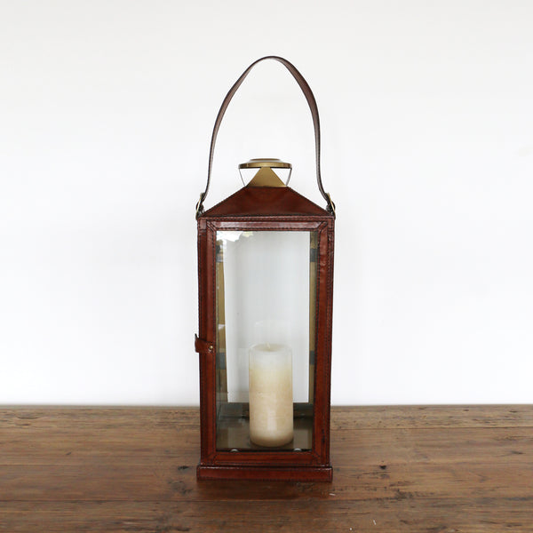 Caribbean Brass and Leather Lantern