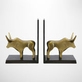 Bull Bookends in Brass Finish