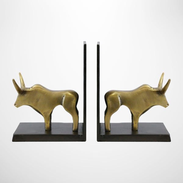 Bull Bookends in Brass Finish