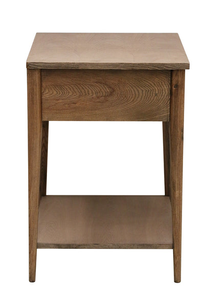 Riviera Natural Bedside Table with Shelf and Drawer