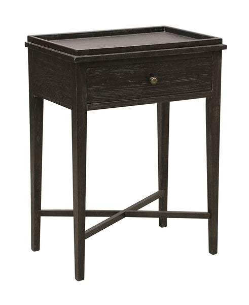 London Oak Bedside Table with One Drawer in Charcoal