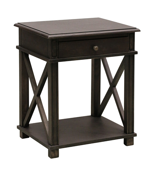 Hampton Oak Bedside Table  with 1 Drawer and Shelf in Charcoal Finish
