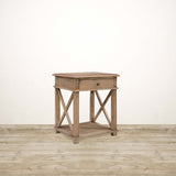 Hampton Cross Design Bedside in Natural with One Drawer and Shelf