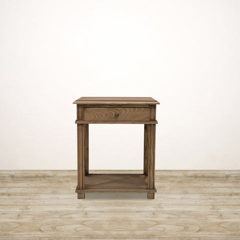 Hampton Cross Design Bedside in Natural with One Drawer and Shelf