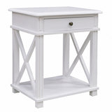Hampton White Bedside with Drawer and Shelf