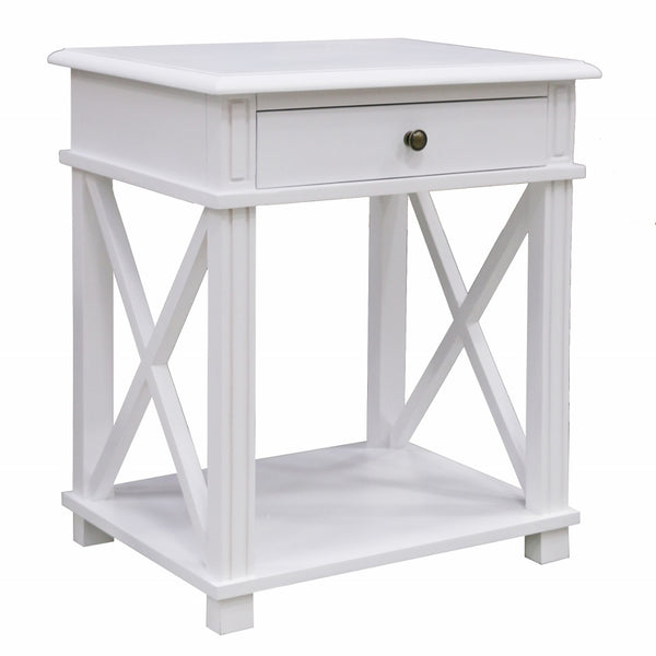 Hampton White Bedside with Drawer and Shelf