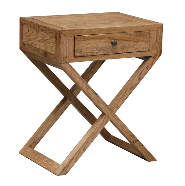 Italia Riviera Bedside Table with Cross Legs in Natural