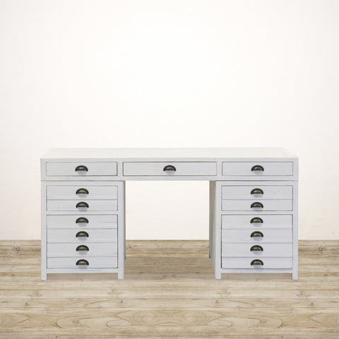 Long Island Desk with 5 Drawers in White