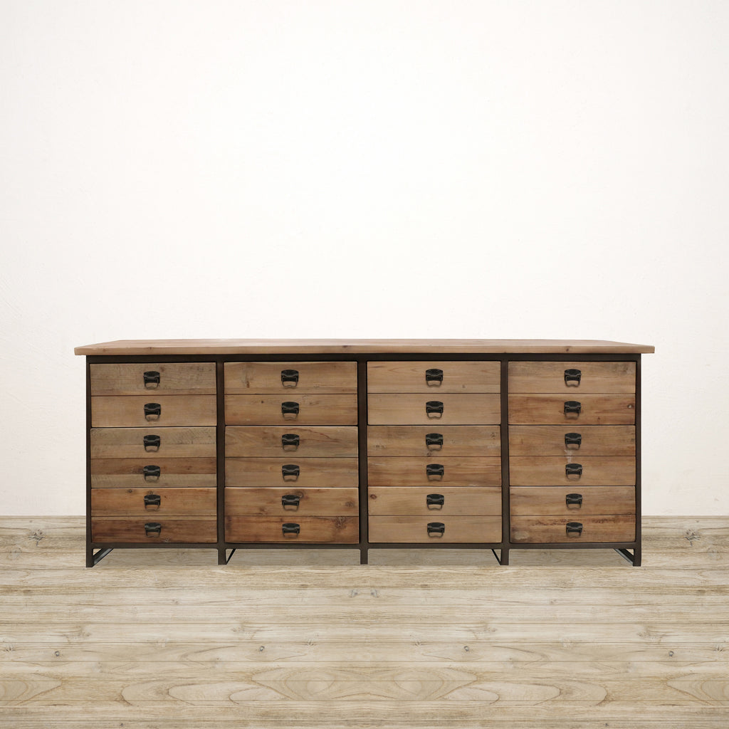 Twelve Drawer Industrial Reclaimed Pine Sideboard Leopold Hall