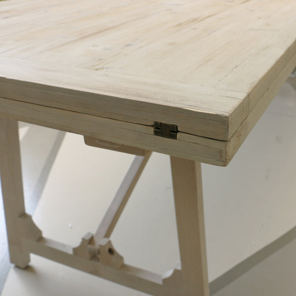 Loire Extension Trestle Dining Table in White Washed Pine
