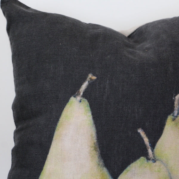 Noire Pear Linen Cushion Cover