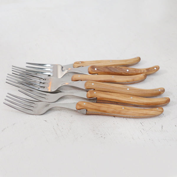 Laguiole Olive Wood Table Forks Set of 6
