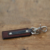 Leather Key Ring in Tan and Grey