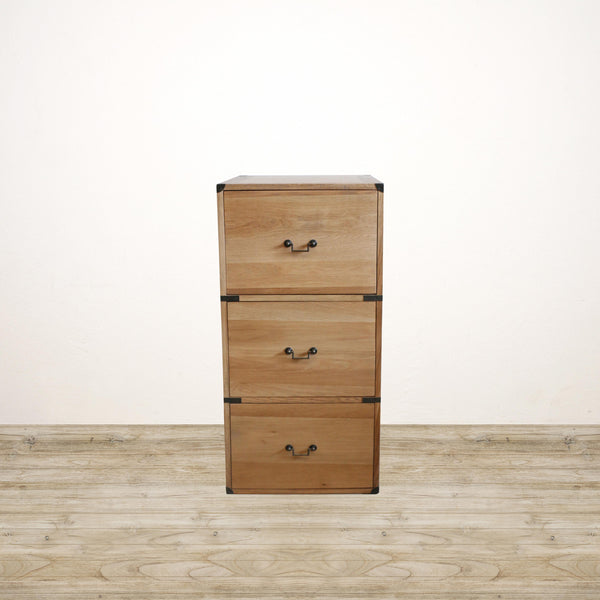 Campaign Three Drawer Oak Filing Cabinet