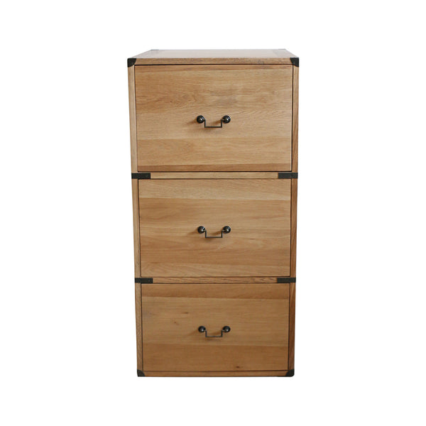 Campaign Three Drawer Oak Filing Cabinet