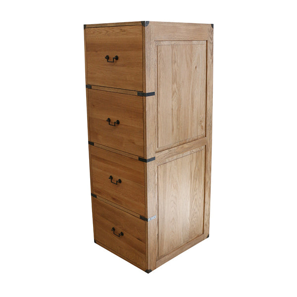 Campaign Four Drawer Oak Filing Cabinet