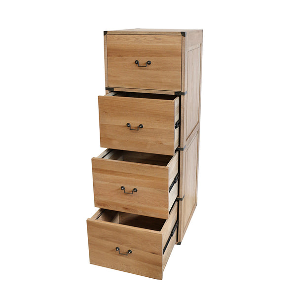 Campaign Four Drawer Oak Filing Cabinet