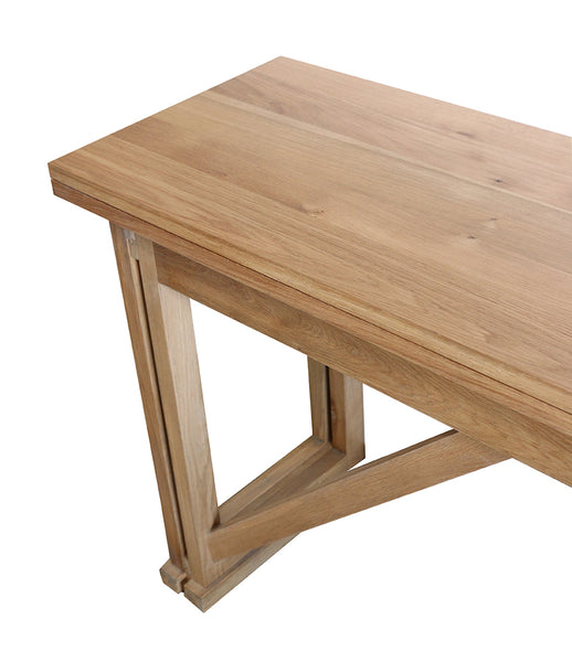 Campaign Oak Folding Console Table / Desk