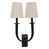 Manhattan 2 light Wall Sconce in Antique Black with Shades