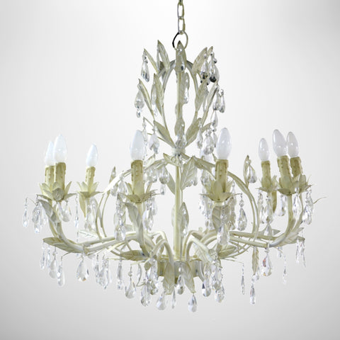 Large Fleurence Chandelier in White and Gold