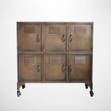 Industrial Locker Cabinet in Dark Antique Brass Finish