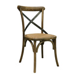 Vienna Dining Chair in Oak Colour with Metal Cross Back