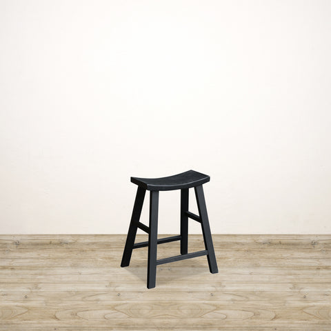 Scandi Elm Stool in Matt Black