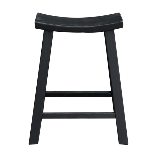 Scandi Elm Stool in Matt Black