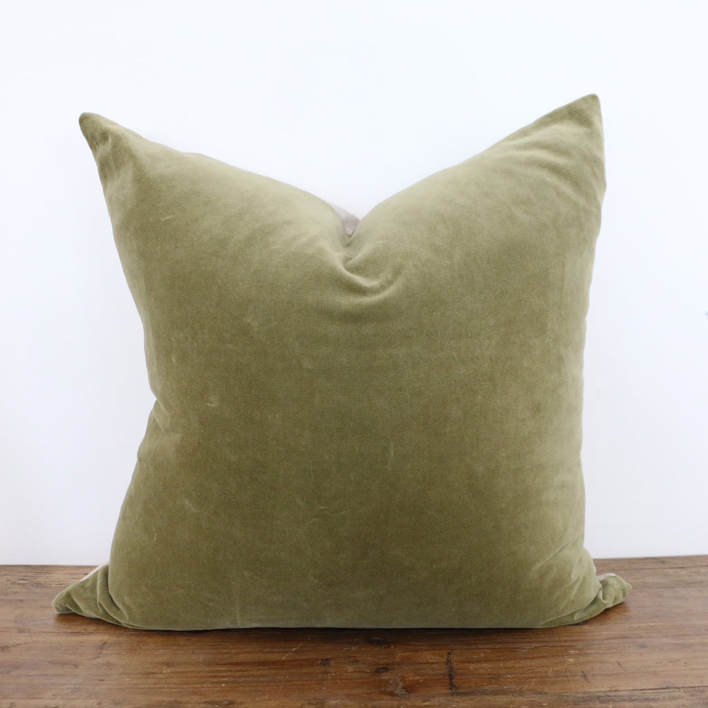 Sage Green Velvet Cushion Cover Leopold Hall - Main Image