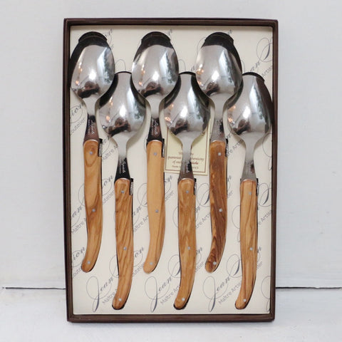 Laguiole Olive Wood Dessert Spoons Set of 6