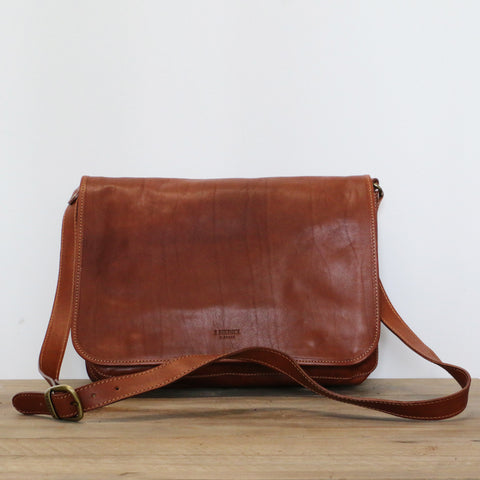 Leather Messenger Bag in Tan