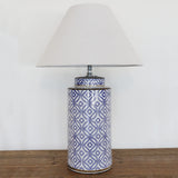 Blue & White Ceramic Cylinder Lamp