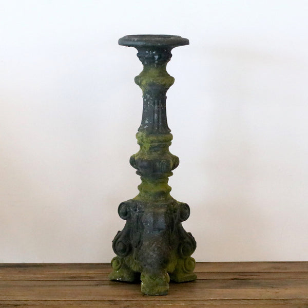 Classic Style Candlestick in Ash Black with Mossy Detail