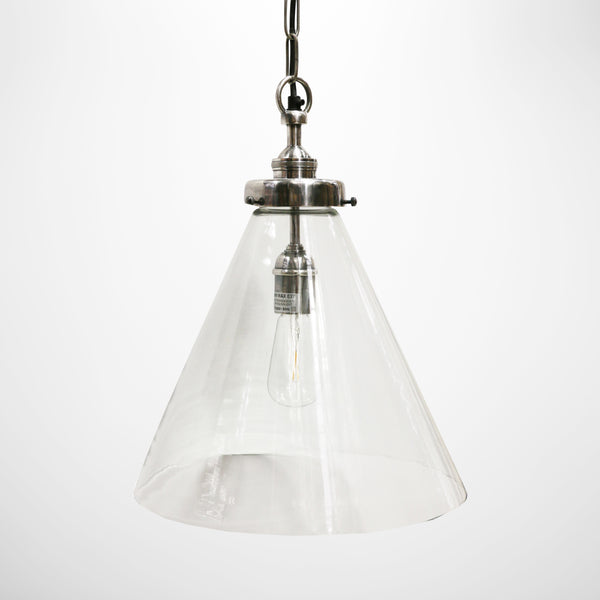 Vitrene Glass Hanging Lamp with Brushed Pewter Style Fitting - Medium