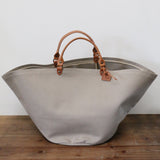 French Leather Zanzibar Tote Bag in Taupe