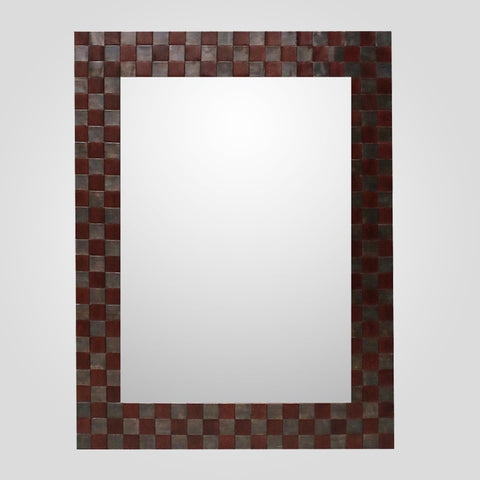 Leather Mirror with Metal Detail